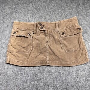 Roxy Paradise Tan Brown Corduroy Mini Skirt Low Rise Cargo Pockets Sz 9 U475399